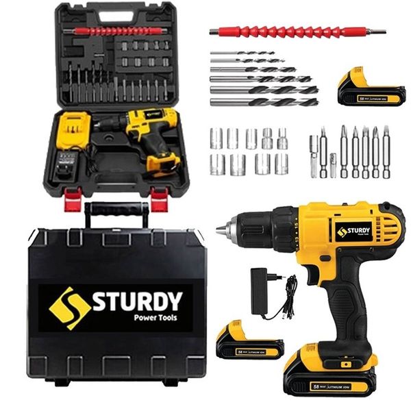 Sturdy KRF 58 V 6 Ah Lion Çift Akülü 27 Parça Turbo Şarjlı Matkap