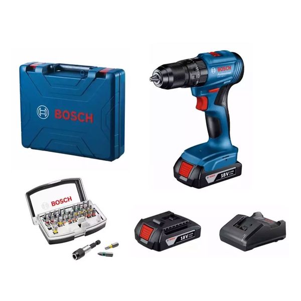 Bosch GSB 185-LI 2x2.0 Ah Çift Akülü Darbeli Matkap+32 Parça Bits Uç Seti