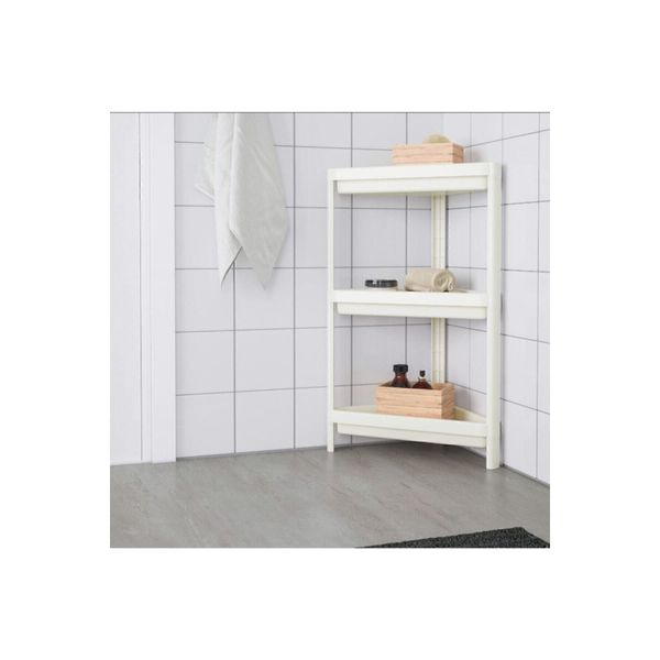 IKEA Vesken Üçgen Raf Ünitesi 3 Katlı Köşe Düzenleyici Beyaz Banyo Rafı