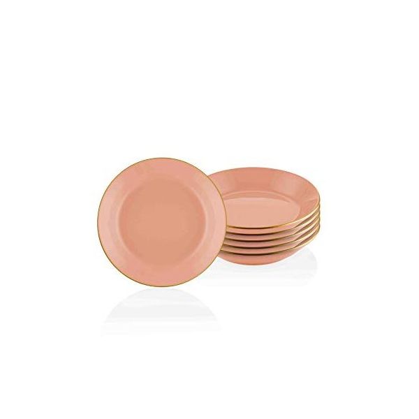 The Mia Basic 6'lı Set Somon Pembe 20 cm Yemek Tabağı