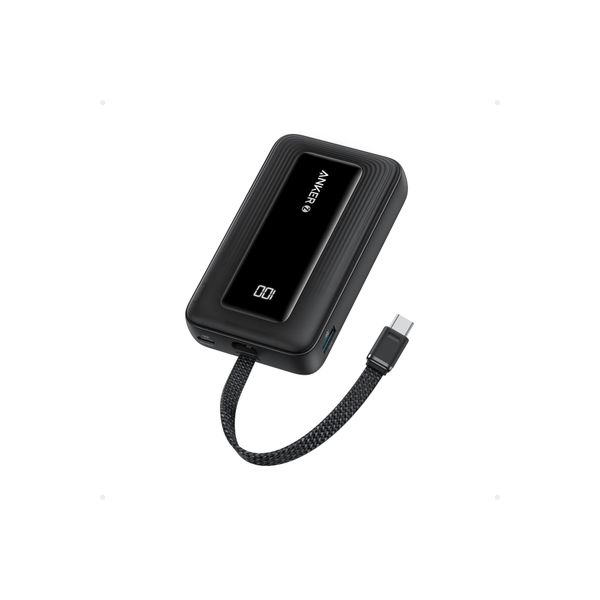 Anker A1688 Zolo 10000 mAh 30 W Dahili USB-C Kablo Siyah Powerbank