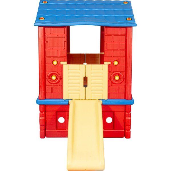 King Kids İki Kapılı Kaydıraklı Kırmızı Oyuncak Ev