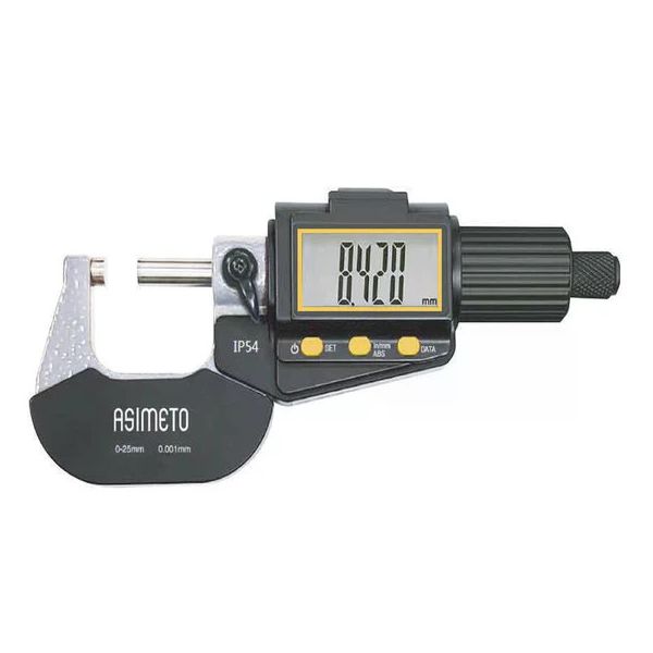 Asimeto 0-25 mm x 0.001 IP54 Dijital Dış Çap Mikrometre