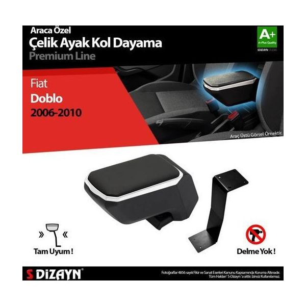 S Dizayn Fiat Doblo ABS Gri 2006-2012 A+Kalite Çelik Ayaklı Kolçak