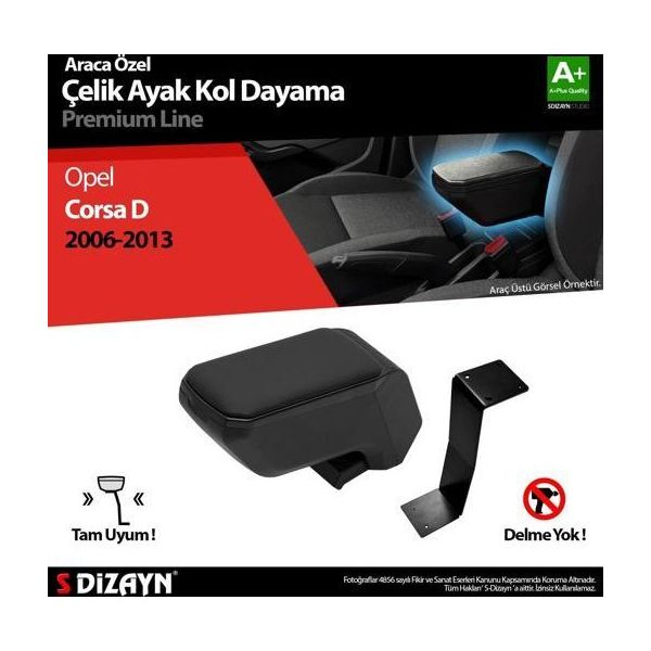 S Dizayn Opel Corsa D ABS Siyah 2006-2013 A+Kalite Çelik Ayaklı Kolçak