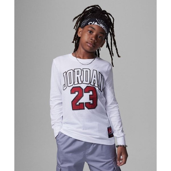 Jordan 95C591-001 Beyaz Practice Flight Long Sleeve TEE Çocuk Sweatshirt