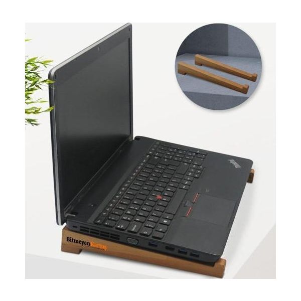 BK Firmalara Özel 50 Adet Logolu Taşınabilir Ahşap Notebook Laptop Standı