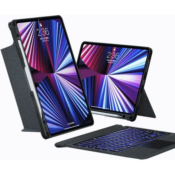 Fuchsia iPad 11. Nesil A16 2025 Uyumlu Touch Pad Bluetooth Klavyeli Standlı Mıknatıslı Tablet Kılıfı