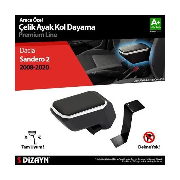 S Dizayn Dacia Sandero ABS Gri 2008-2020 A+Kalite Çelik Ayaklı Kolçak