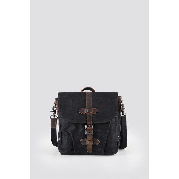 Ççs 31487 Siyah Mumlanmış Kanvas Retro Omuz Çantası