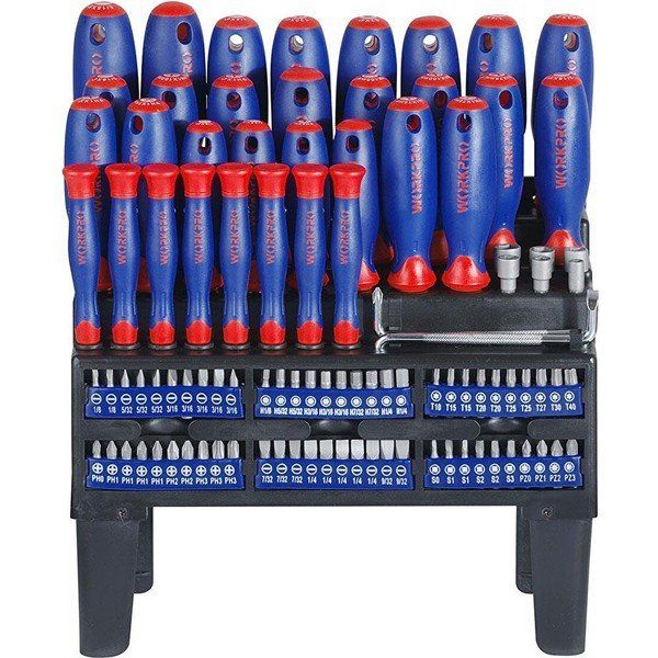 Workpro WP200507 100 Parça Duvar Askı Aparatlı Profesyonel CR-V Manyetik Tornavida ve Bits Uç Seti