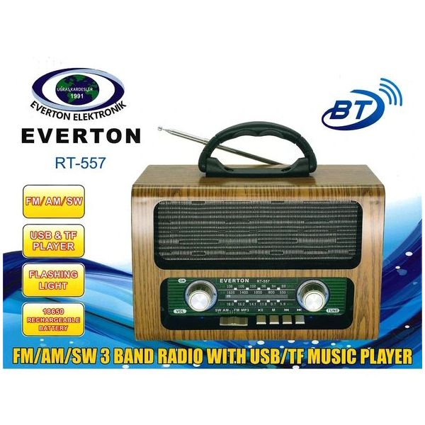 Everton RT-557 Bluetooth Fm-Usb-Tf-Aux Şarjlı Nostaljik Radyo