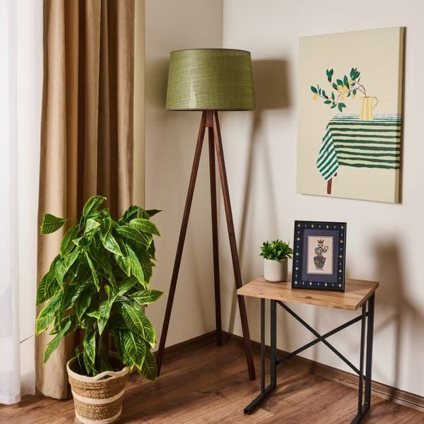 Evidea Lighting Calen Yeşil Ceviz 140x35x35 cm Tripod Lambader