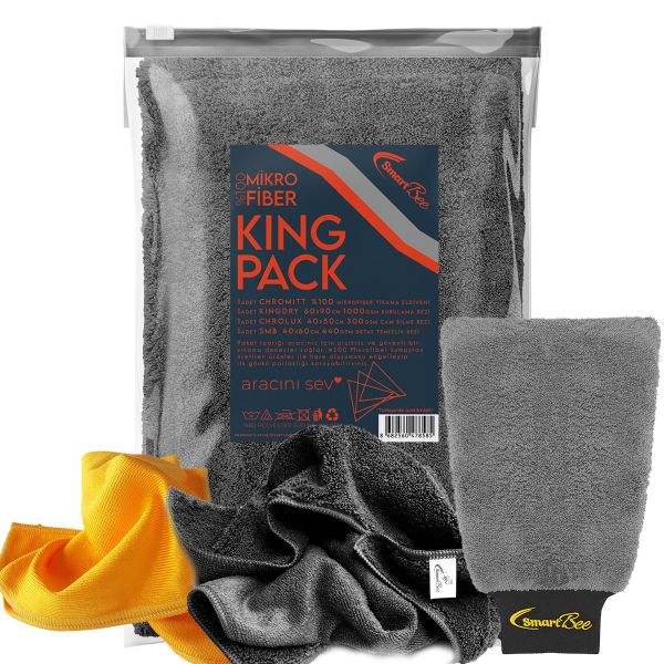 SmartBee Kingpack Mikrofiber Antrasit Oto Yıkama Paketi