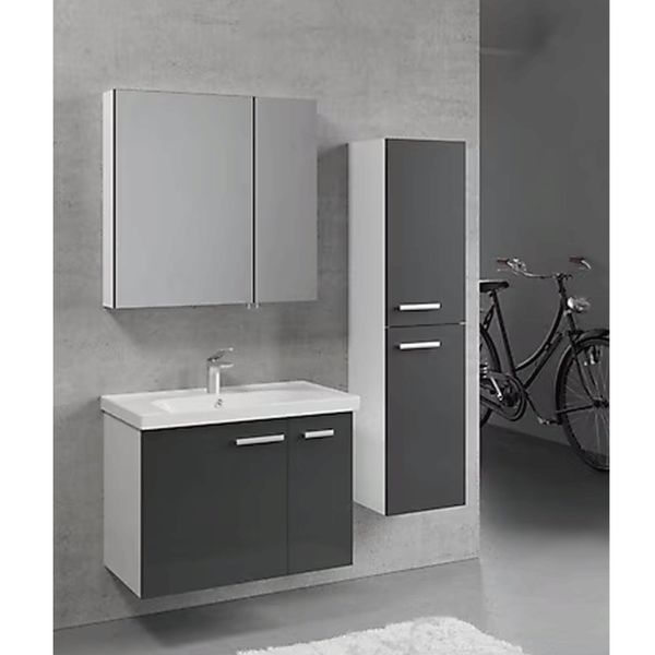 Denko Terra 80 cm Mdf Antrasit Gri Banyo Dolabı Takımı