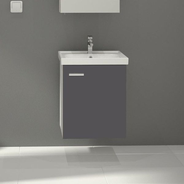 Denko Terra 50 cm Mdf Antrasit Gri Banyo Dolabı Alt Modül Lavabo