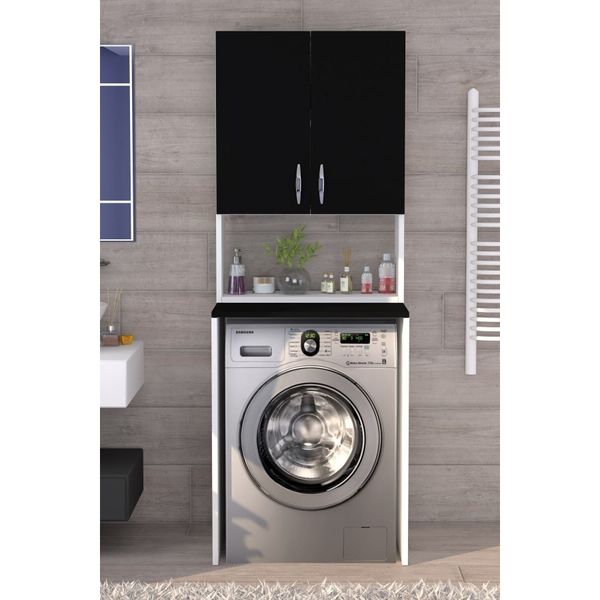 Moonlife Beyaz Üst Dolaplı Çok Amaçlı Çamaşır Makinesi Dolabı