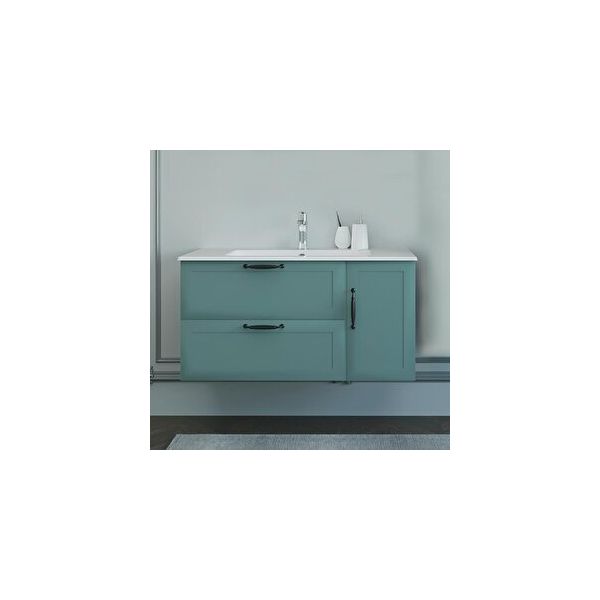Denko Beyoğlu 100 cm Aynalı Üst Modülü Mdf Mat Yeşil Banyo Dolabı
