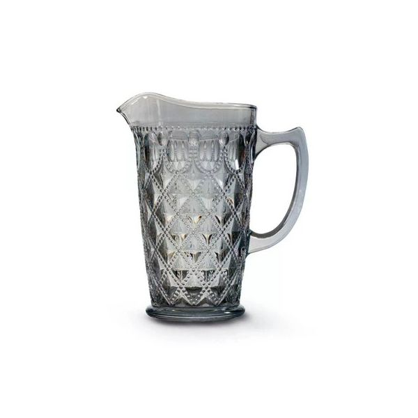 Easy Life Rölyef Süslemeli 1500 ml Mavi Cam Sürahi