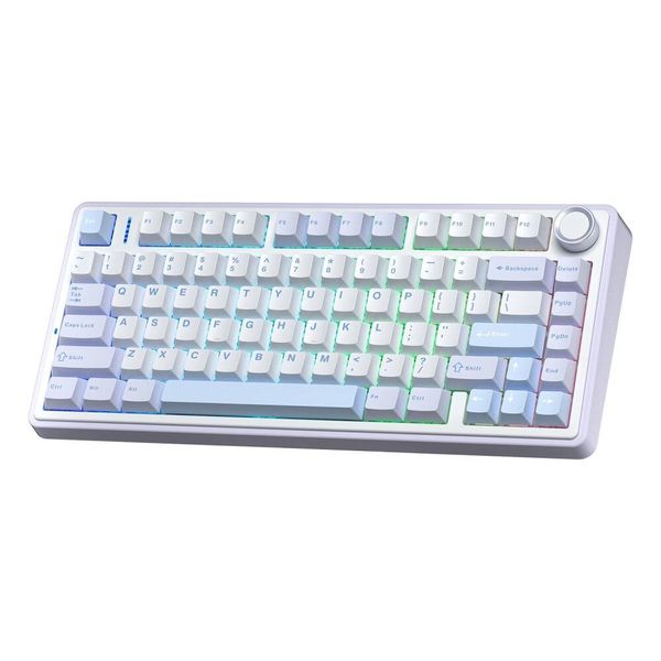 Aula F75 Buz Mavisi Mekanik RGB TKL Gray Switch Kablosuz Makrolu Hot Swap Gaming Klavye