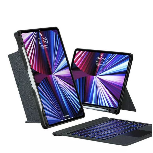 Fuchsia Apple iPad Air 11 inç 2021 4. Nesil Uyumlu Mag Touch Bluetooth Klavyeli Standlı Mıknatıslı Tablet Kılıfı