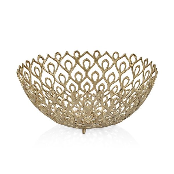 La'Medore Peacock Gold Yuvarlak 47x47x19 cm Büyük Dekoratif Kase