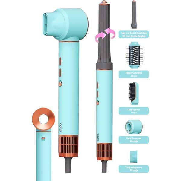 Sinbo SHD-1729 Pro Compact Multi-Styler Mavi Saç Şekillendirici