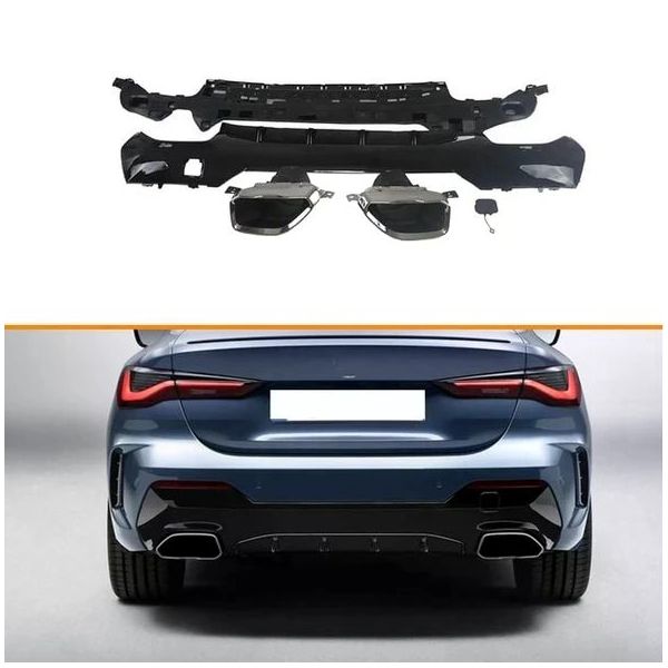 Auto GP Bmw G22 G23 440i 2020+ Arka Tampon Difüzörü ve Egzoz Ucu Seti
