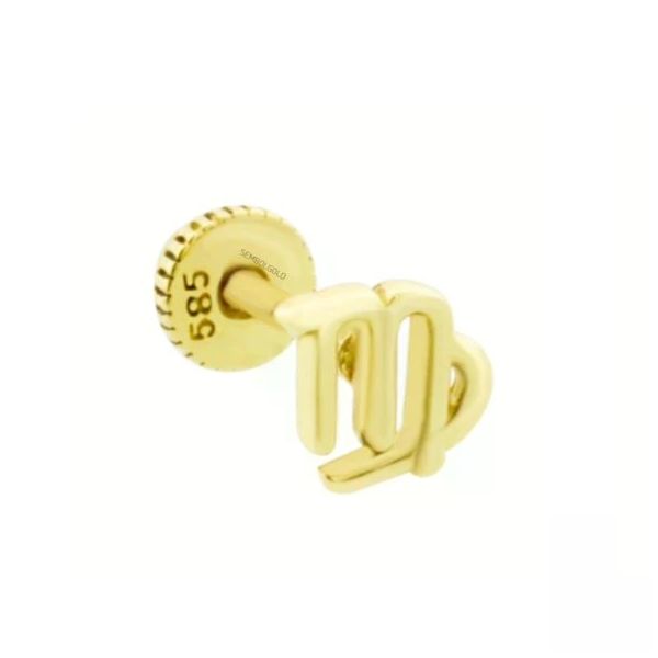 Sembol Gold 14 Ayar Başak Burcu Altın Tragus Piercing
