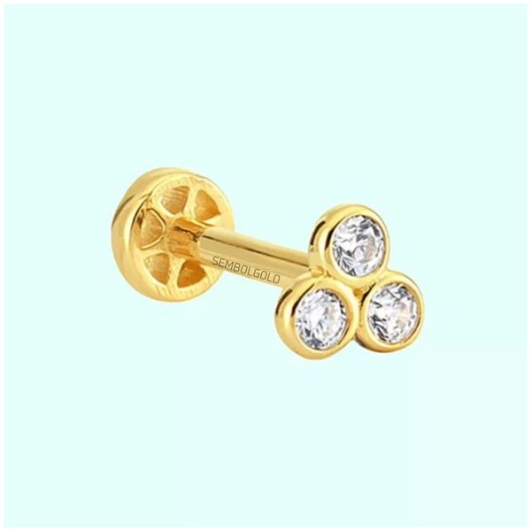 Sembol Gold 14 Ayar Altın Üçtaş Tragus Piercing