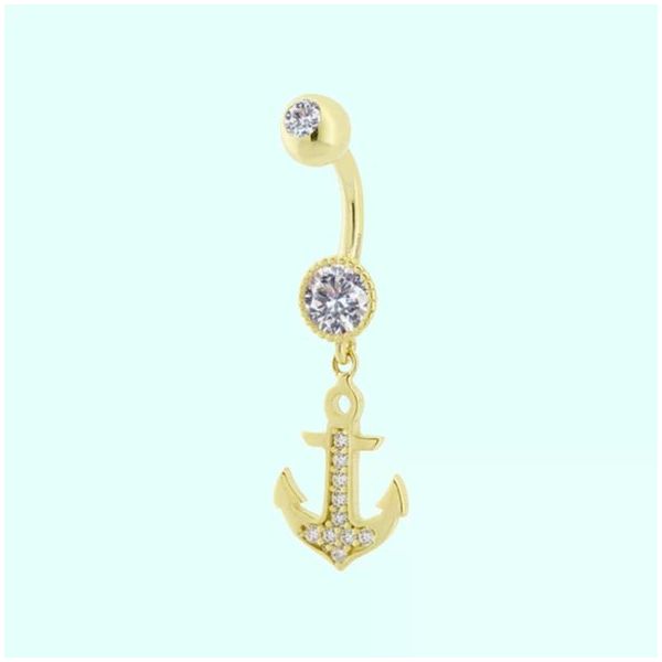 Sembol Gold 14 Ayar Sallantılı Çapa Altın Göbek Piercing