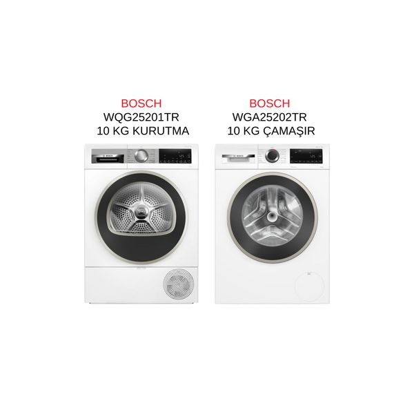 Bosch WGA25202TR Çamaşır Makinesi + WQG25201TR Çamaşır Kurutma Makinesi