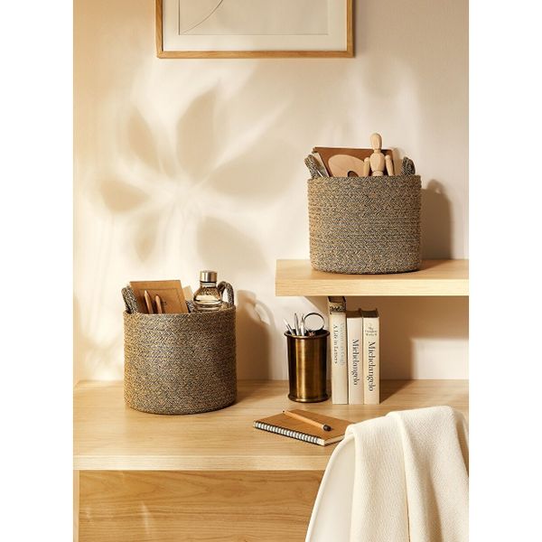 Ocean Home Textile 26x22 cm 2'li Siyah Kırçıllı Jüt Halat Sepet Set