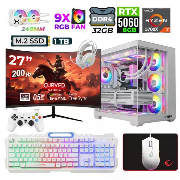 Xaser Sword X55 Ryzen 7 5700X 32GB RAM 1TB SSD 8GB RTX 5060 FreeDOS 27 inç Monitör Oyun Bilgisayarı