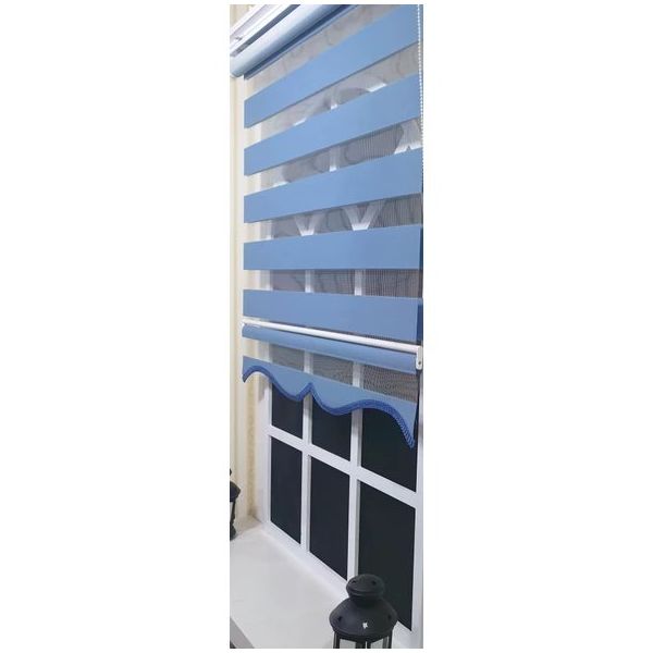 Storburada St 006 190 x 200 Mavi Etek Dilimli Zebra Stor Perde