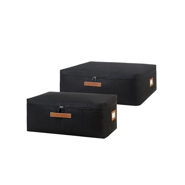 Ocean Home Textile 52x28x21 / 62x46x22 cm 2'li Siyah Renk Jüt Baza Altı Hurç Set