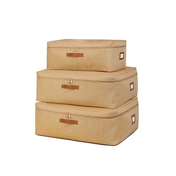 Ocean Home Textile 52x28x21 / 62x46x22 cm 3'lü Jüt Baza Altı 2 Adet Hurç Set