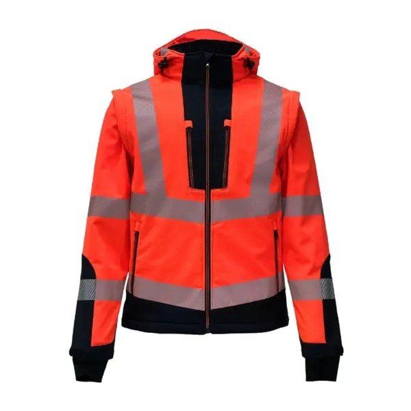 Vizwell VWJK521 Turuncu Reflektörlü Ripstop Softshell Kollar Çıkmalı Teknik Mont