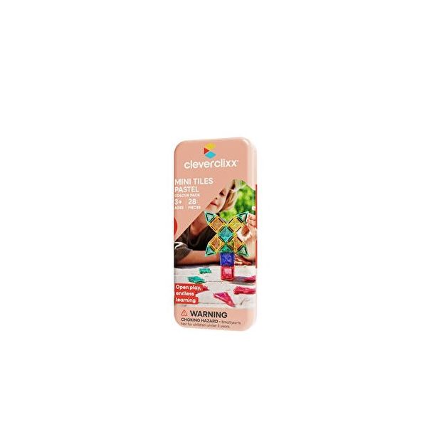 Cleverclixx Mini Tiles Travel Pack Pastel 28 Parça 3+ Yaş Seyahat Set Manyetik Blok
