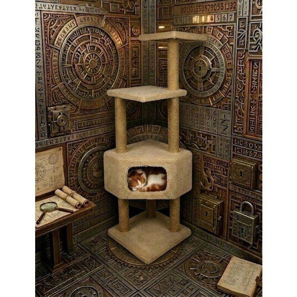 Turkuaz TR969 Krem Corner Kedi Katlı Tırmalama Kedi Oyun Evi