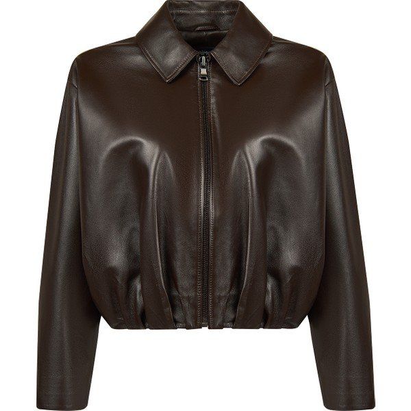 Derimod 26SGD5645U6 Como Kadın Kahverengi Oversize Deri Ceket