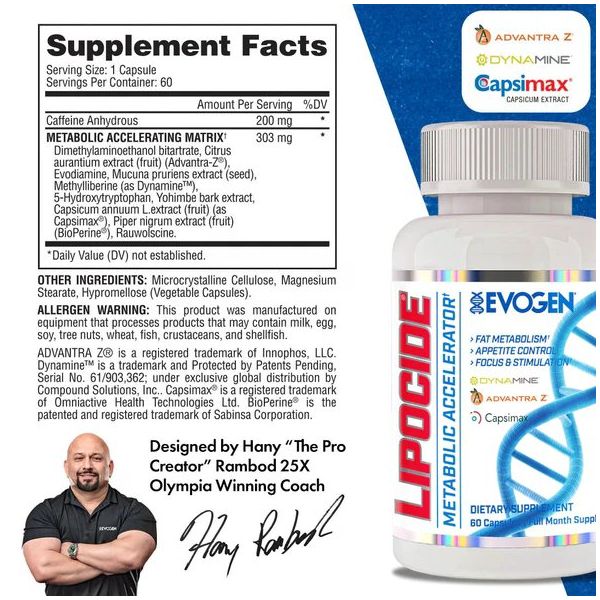 Evogen Nutrition 60 Kapsül Lipocide Yohimbine