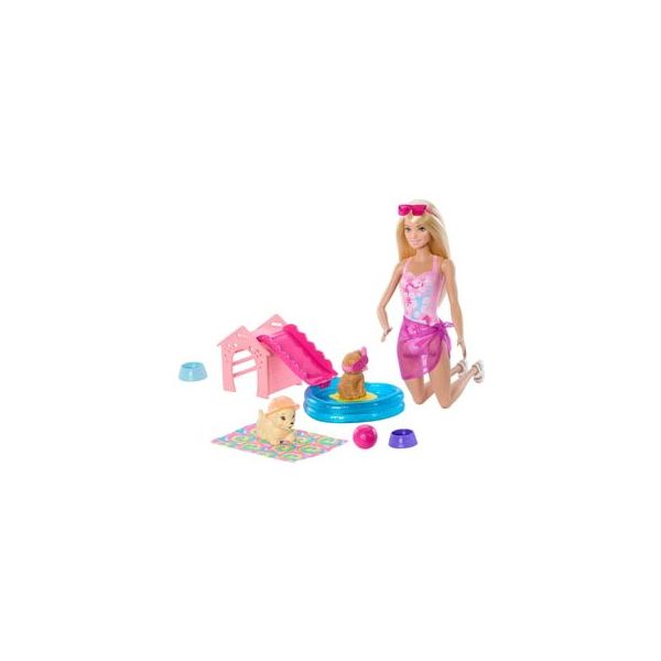 Barbie JBF35 Köpekçikle Havuz Partisi Oyun Seti