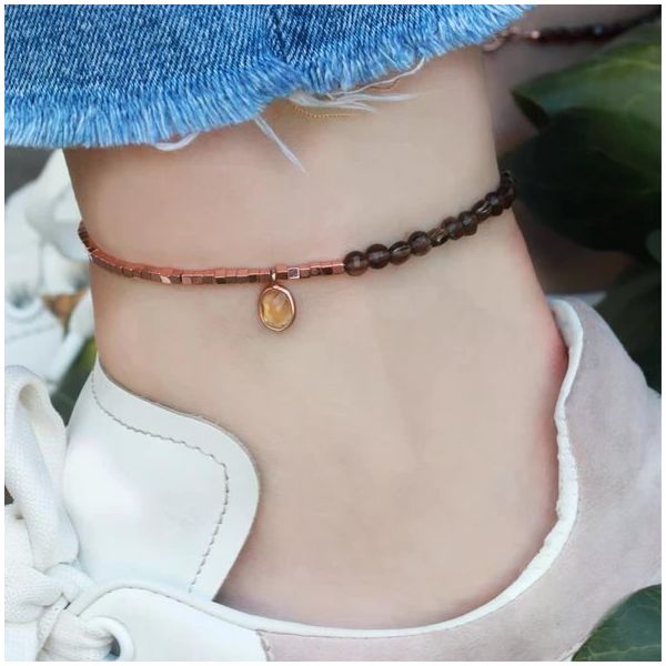 Sitrin Taşlı Rose Gold Halhal