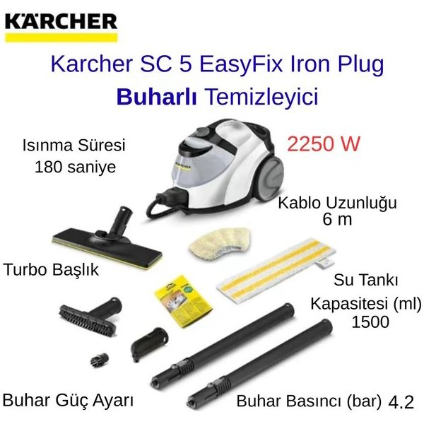 Karcher SC 5 Easyfix EU Iron Plug Beyaz Buharlı Temzileyici