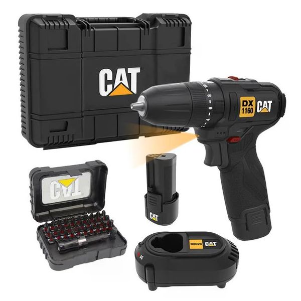 Cat DX1160 2x2 Ah Akülü Darbeli Matkap + DA01901 32 Parça Aksesuar Seti