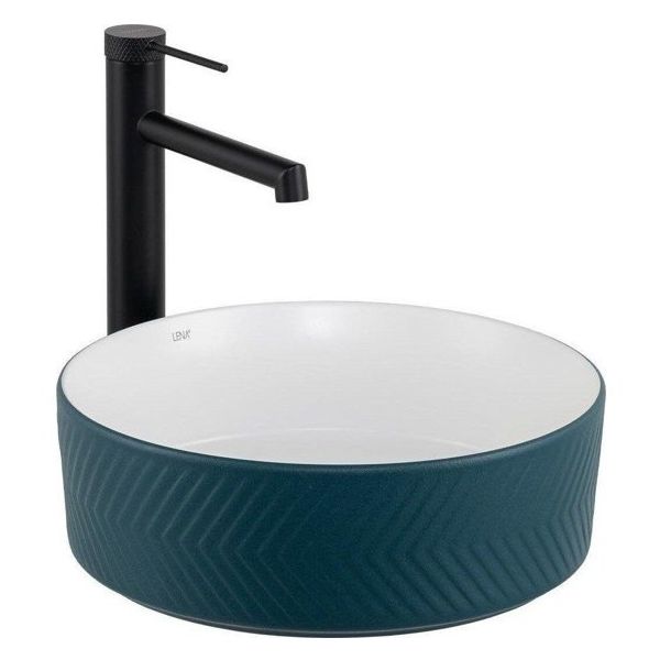 Lena E-W5002YB Mat Yeşil Parlak Beyaz Tezgah Üstü Lavabo