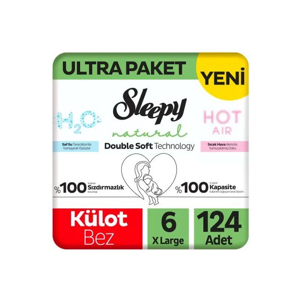 Sleepy Natural Double Soft No:6 XLarge 124 Adet Külot Bebek Bezi