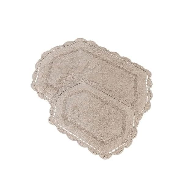 Evidea Soft Lace Bej 40x60 cm + 60x90 cm 2'li Banyo Paspası