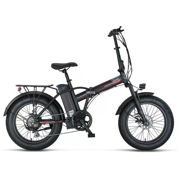 Mosso Lunara-Rr 20 Jant 7 Vites 420H Mat Siyah Kırmızı Elektrikli Katlanır Bisiklet